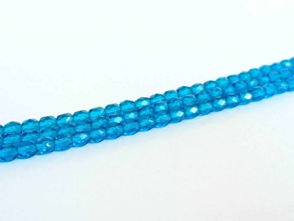 Glasschliffperlen feuerpoliert 4mm, Farbe B46 Capri Blue - bead&more