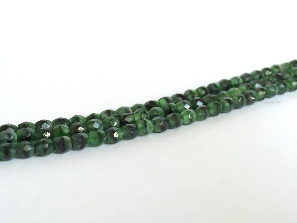 Glasschliffperlen feuerpoliert 4mm, Farbe B62 Green Jet Moonlight - bead&more