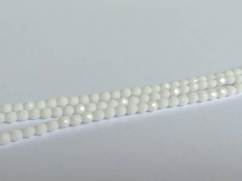 Glasschliffperlen feuerpoliert 4mm, Farbe A14 Chalk White - bead&more