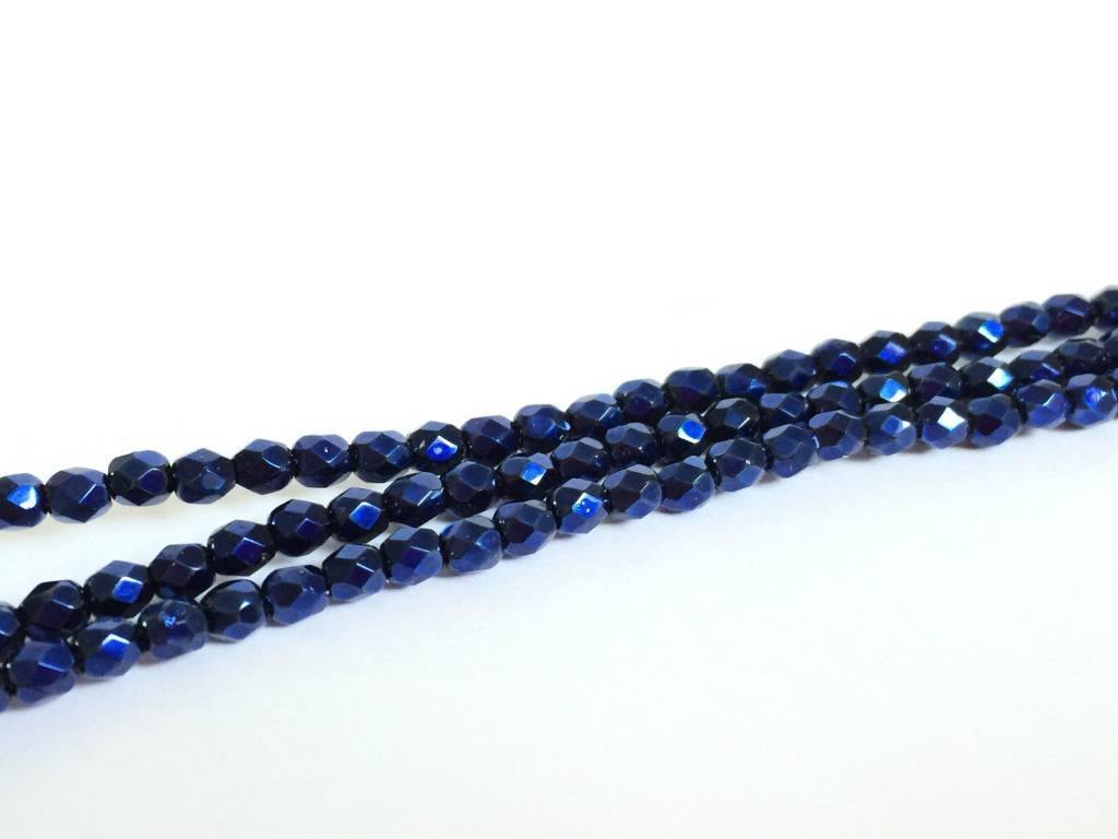 Glasschliffperlen feuerpoliert 4mm, Farbe A38 Metallic Night Blue - bead&more