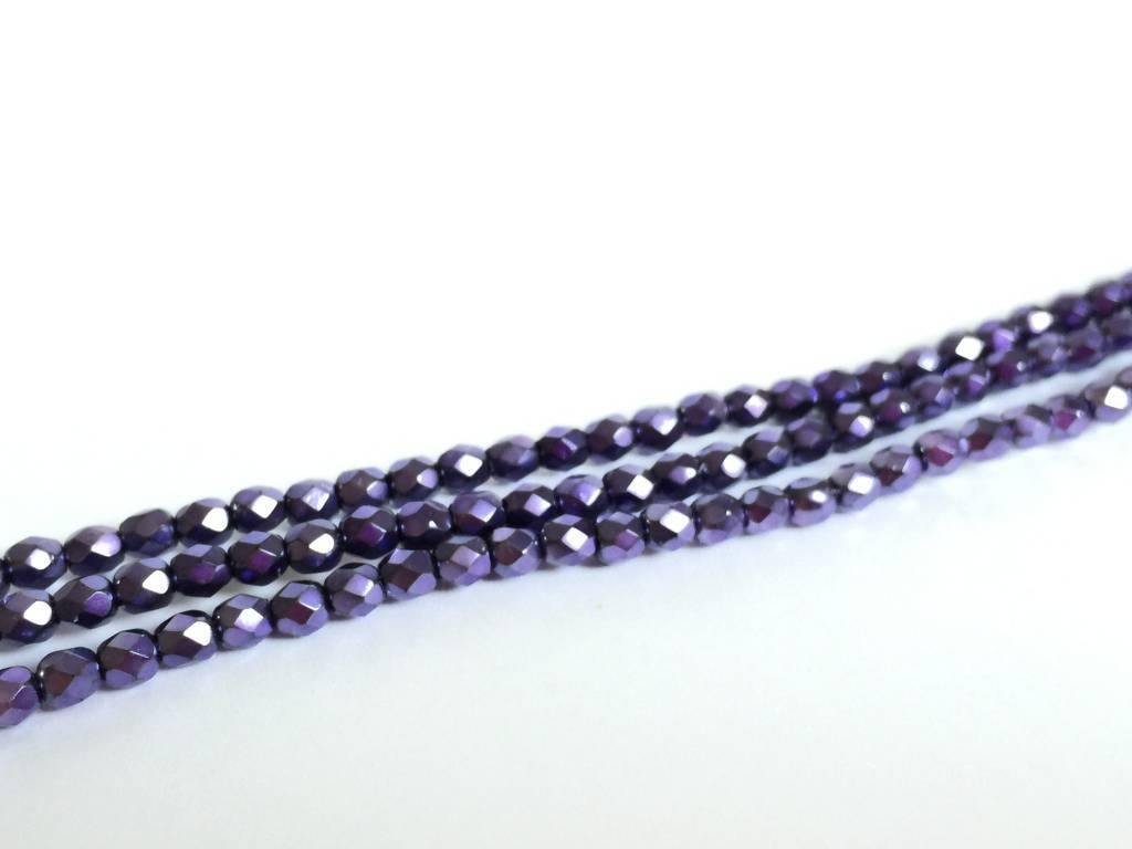 Glasschliffperlen feuerpoliert 4mm, Farbe C110 Metallic Dark Violet - bead&more