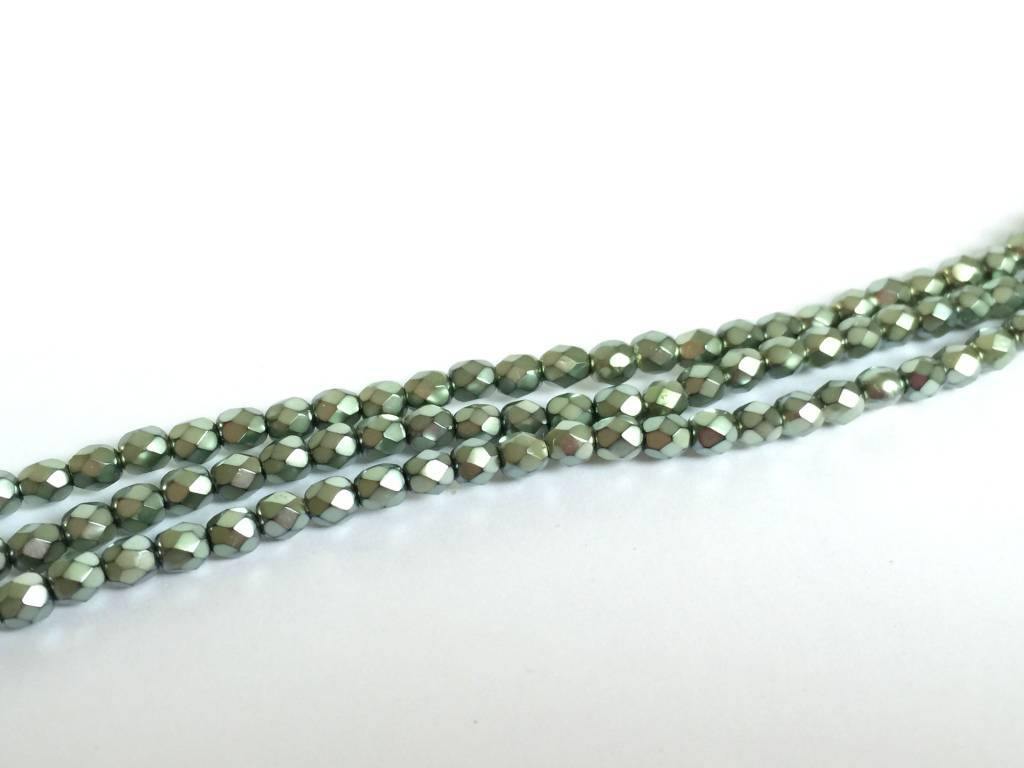 Glasschliffperlen feuerpoliert 4mm, Farbe B58 Metallic Seafoam - bead&more