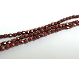 Glasschliffperlen feuerpoliert 4mm, Farbe B97 Metallic Sienna