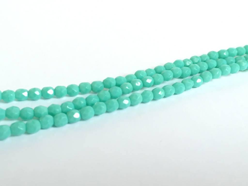Glasschliffperlen feuerpoliert 4mm, Farbe B51 Turquoise Opaque - bead&more