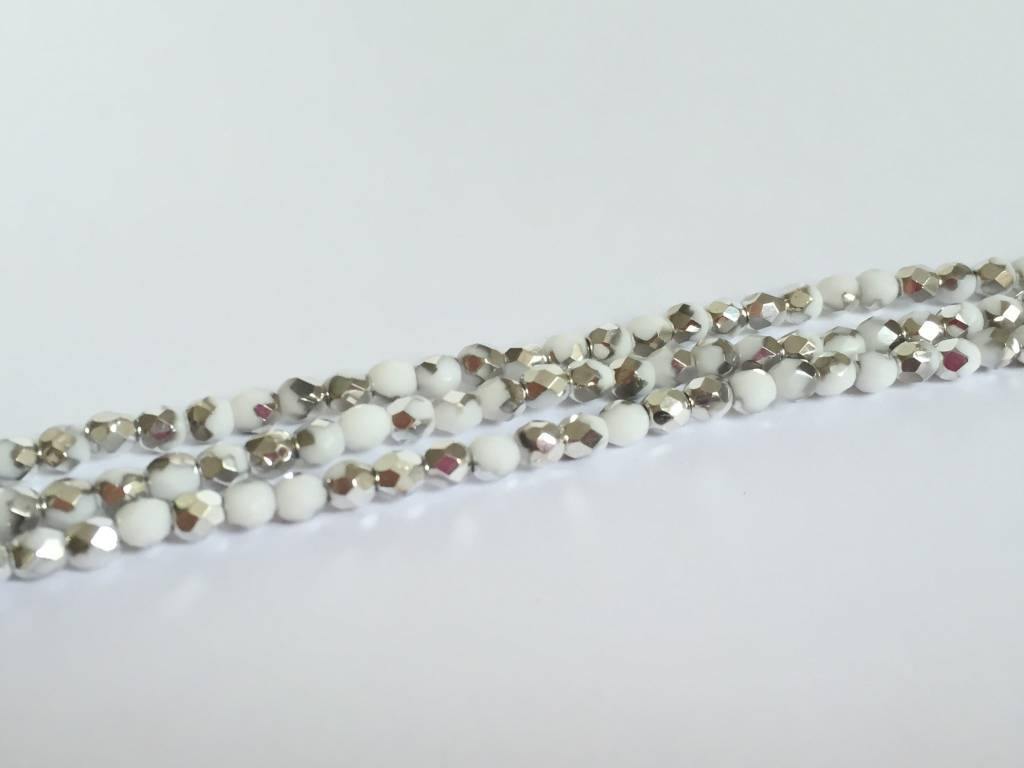 Glasschliffperlen feuerpoliert 4mm, Farbe A15 Chalk White Silver - bead&more