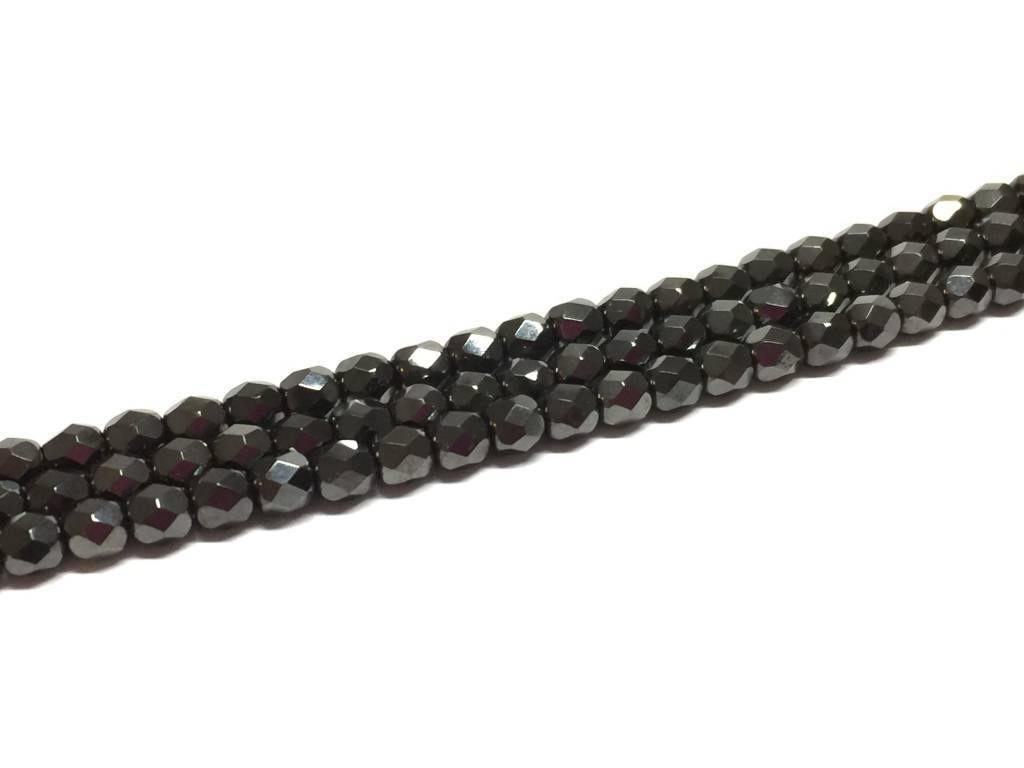 Glasschliffperlen feuerpoliert 4mm, Farbe A26 Hematite - bead&more