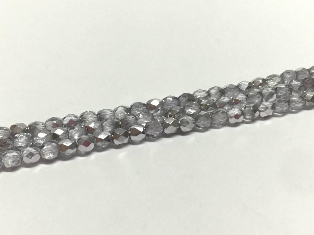 Glasschliffperlen feuerpoliert 4mm, Farbe A16 Crystal/Silver - bead&more