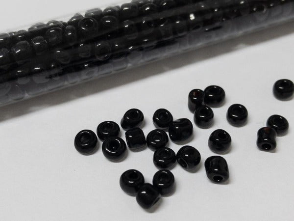 Rocailles Glasperlen ''Shabby'', 4mm, Farbe 01 black 7g / ca. 90 Stk - bead&more