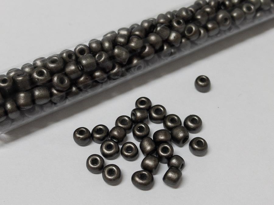 Rocailles Glasperlen ''Shabby'', 4mm, Farbe 02 dark greige metallic 7g / ca. 90 Stk - bead&more