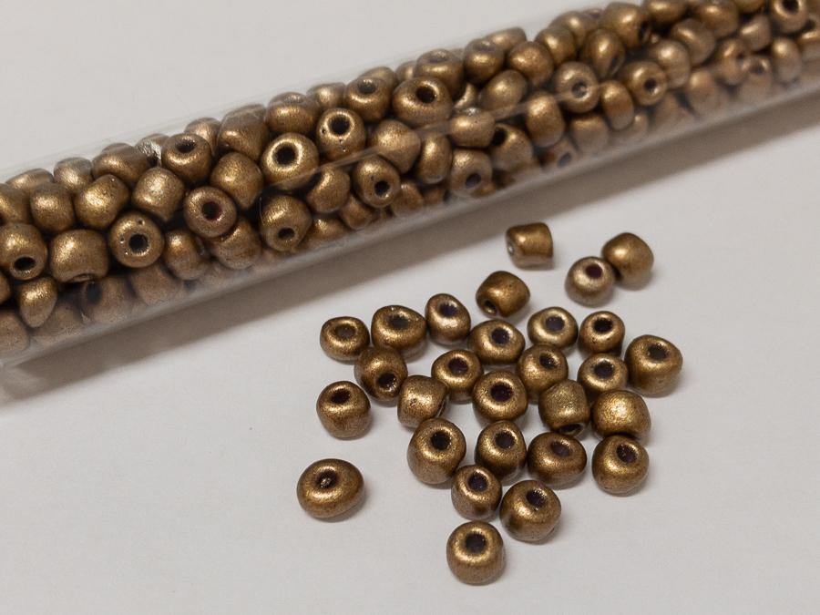 Rocailles Glasperlen ''Shabby'', 4mm, Farbe 121 gold metallic 21g / ca. 250 Stk - bead&more