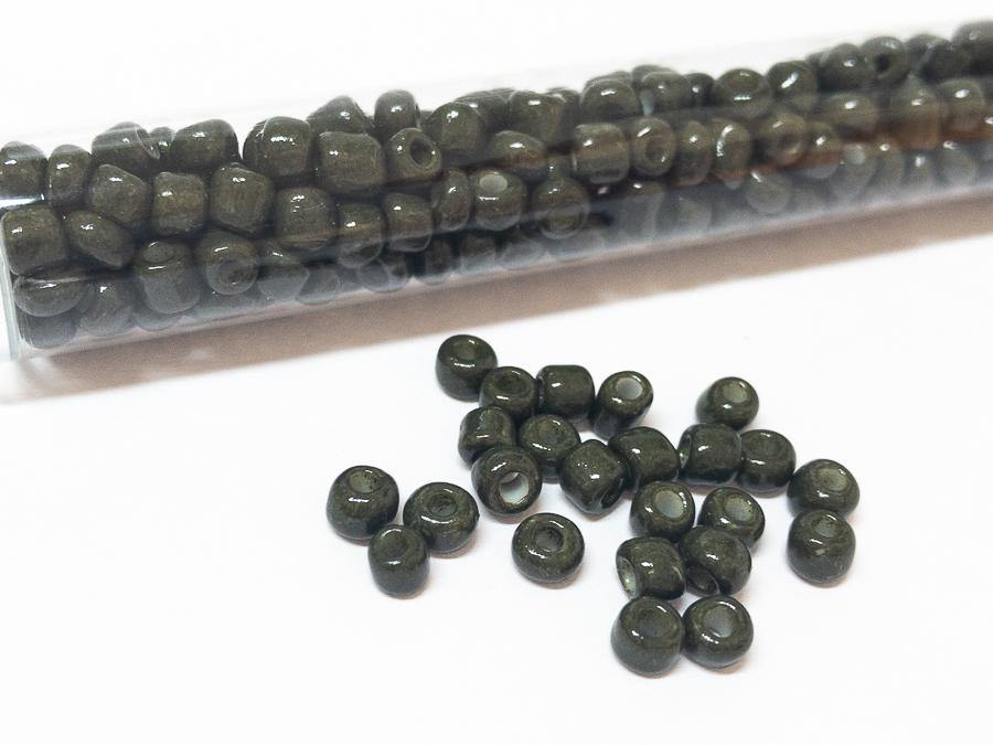 Rocailles Glasperlen ''Shabby'', 4mm, Farbe 15 dark olive green 21g / ca. 250 Stk - bead&more