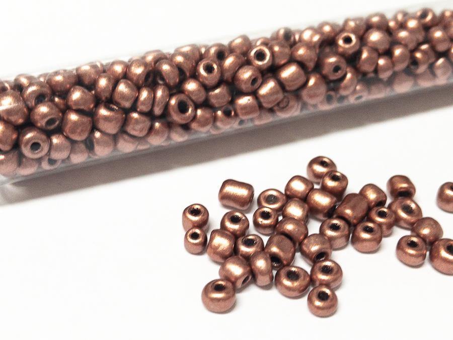 Rocailles Glasperlen ''Shabby'', 4mm, Farbe 19 light copper brown metallic 7g / ca. 90 Stk - bead&more