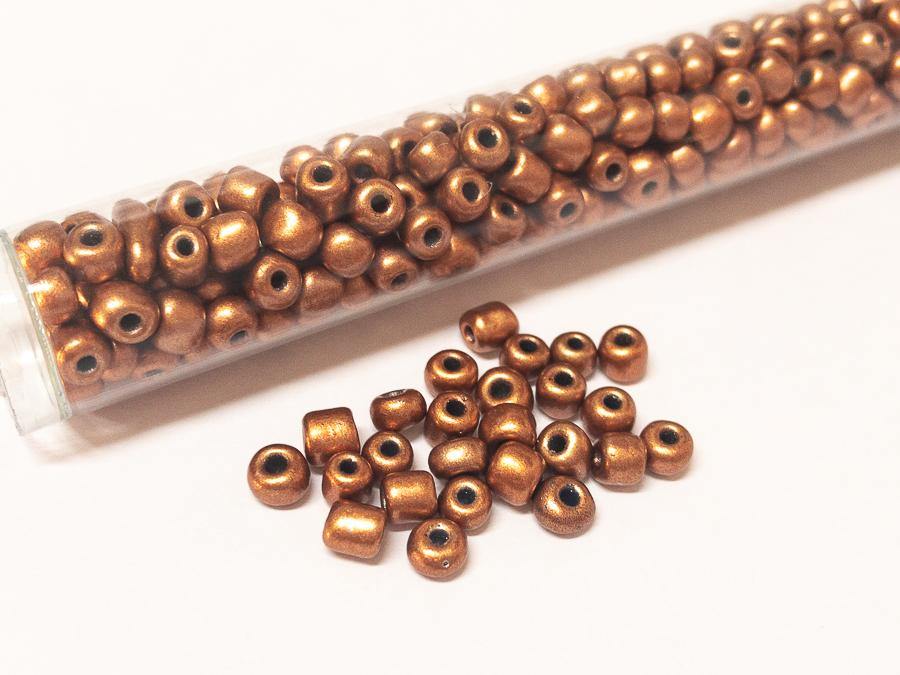 Rocailles Glasperlen ''Shabby'', 4mm, Farbe 21 sunny copper metallic 21g / ca. 250 Stk - bead&more