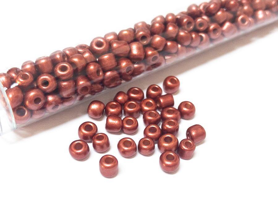 Rocailles Glasperlen ''Shabby'', 4mm, Farbe 22 sunset red metallic 7g / ca. 90 Stk - bead&more