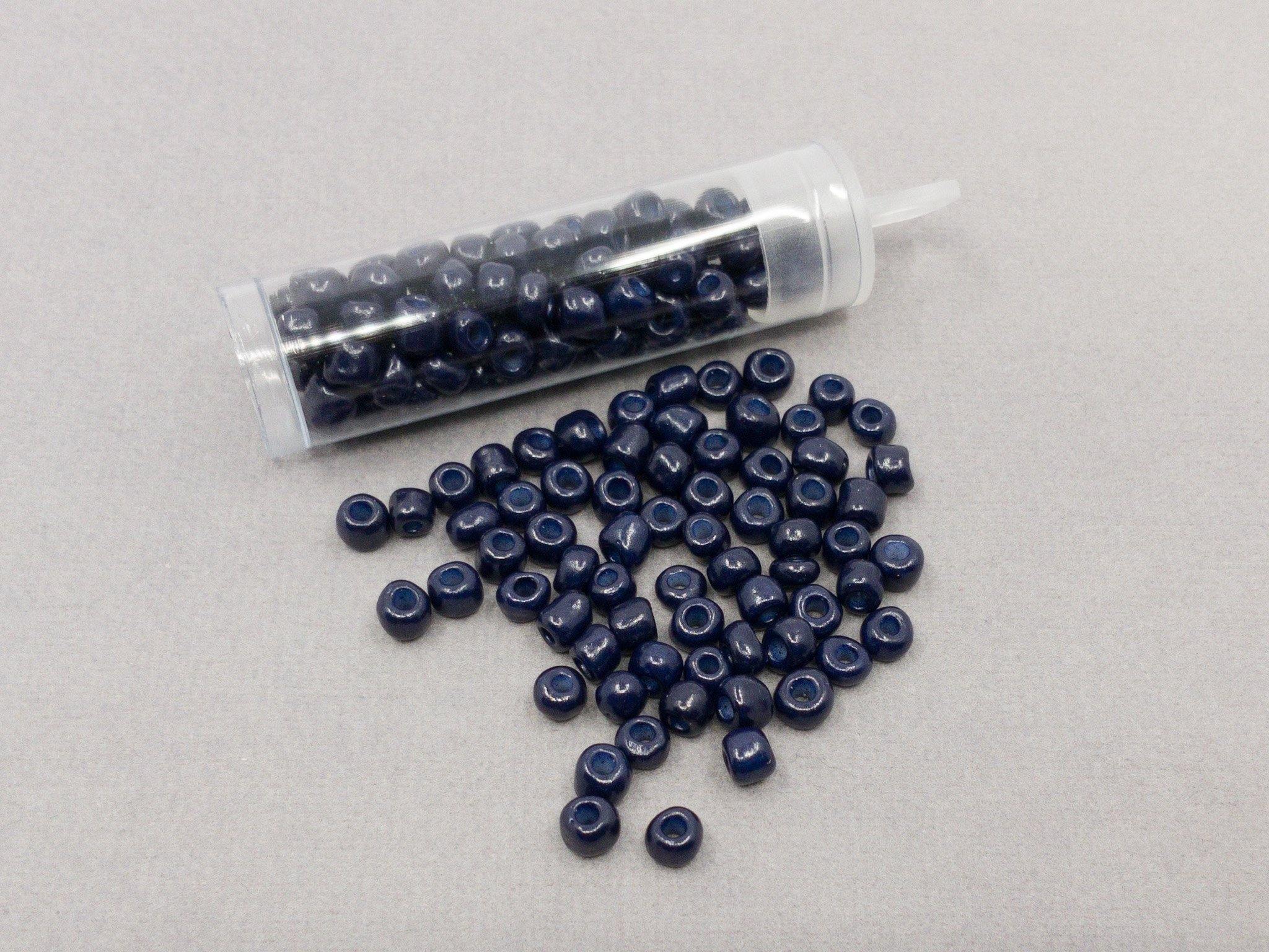 Rocailles Glasperlen ''Shabby'', 4mm, Farbe 361 midnight blue 7g / ca. 90 Stk - bead&more