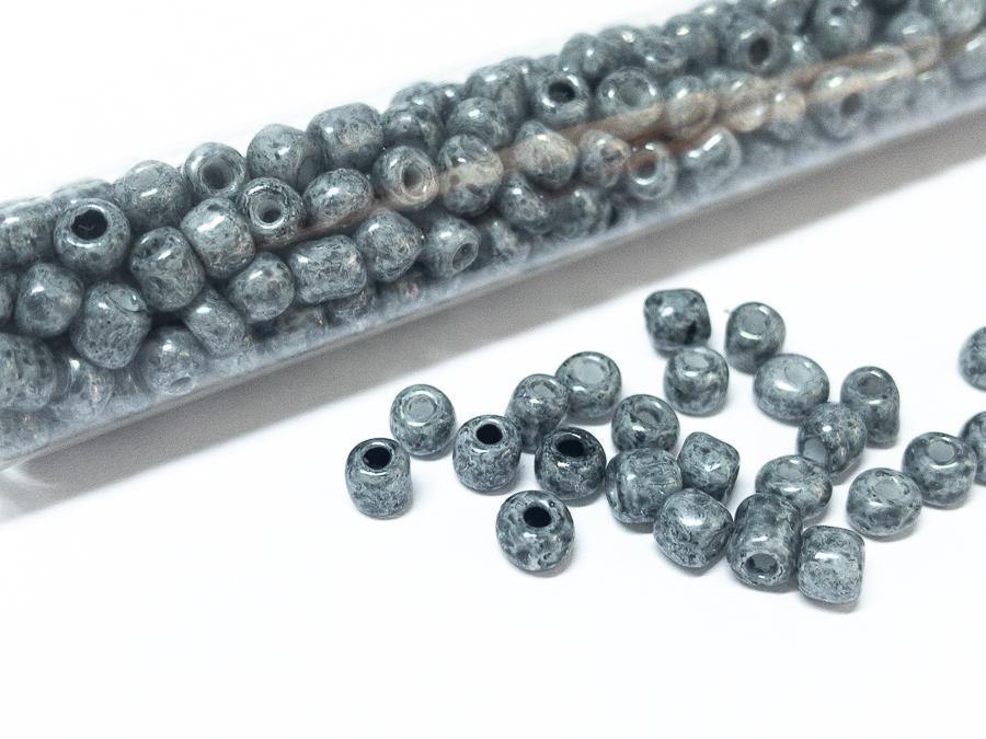 Rocailles Glasperlen ''Shabby'', 4mm, Farbe 40 grey luster 7g / ca. 90 Stk - bead&more