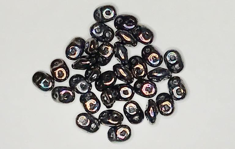 Superduo Matubo Glasperlen 2.5 x 5 mm Farbe 05 Jet Iris Luster - bead&more