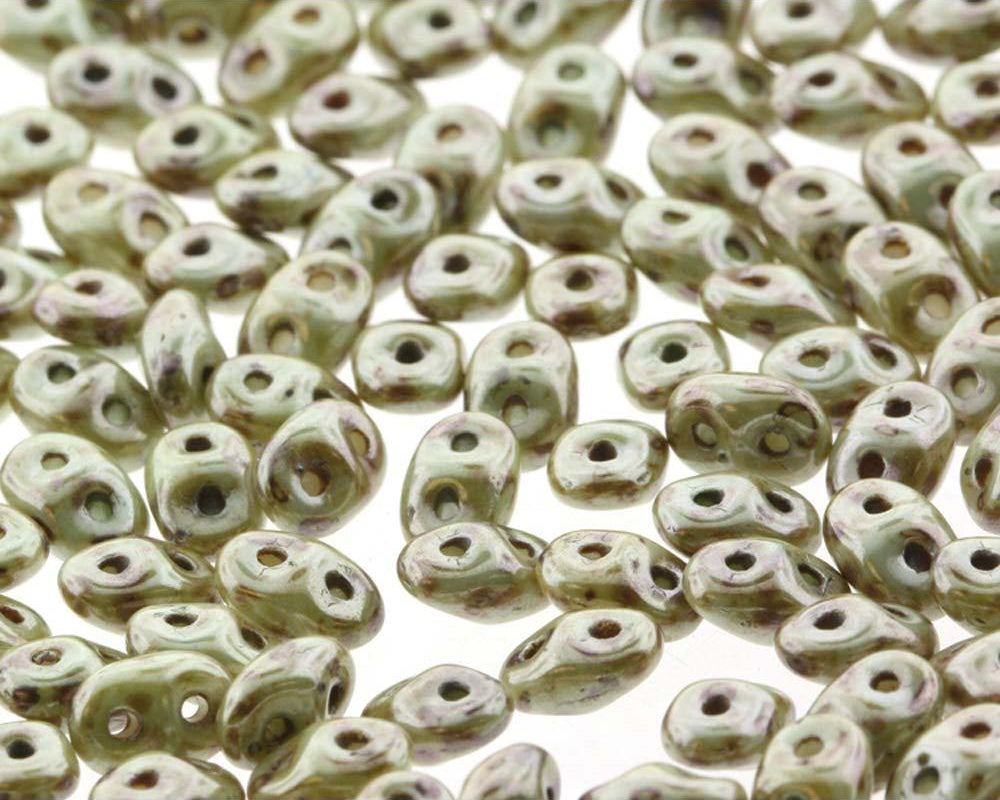 Superduo Matubo Glasperlen 2.5 x 5 mm Farbe 18 Chalk Lazure Green - bead&more