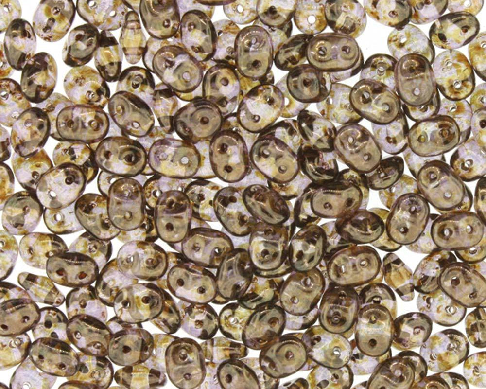 Superduo Matubo Glasperlen 2.5 x 5 mm Farbe 281 Crystal Senegal Bronze Violet - bead&more