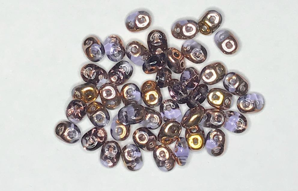 Superduo Matubo Glasperlen 2.5 x 5 mm Farbe 33 Tanzanite Capri Gold - bead&more