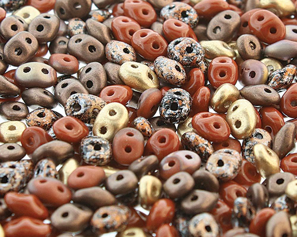 Superduo Matubo Glasperlen 2.5 x 5 mm Farbe 35 Caramel Cluster Mix - bead&more