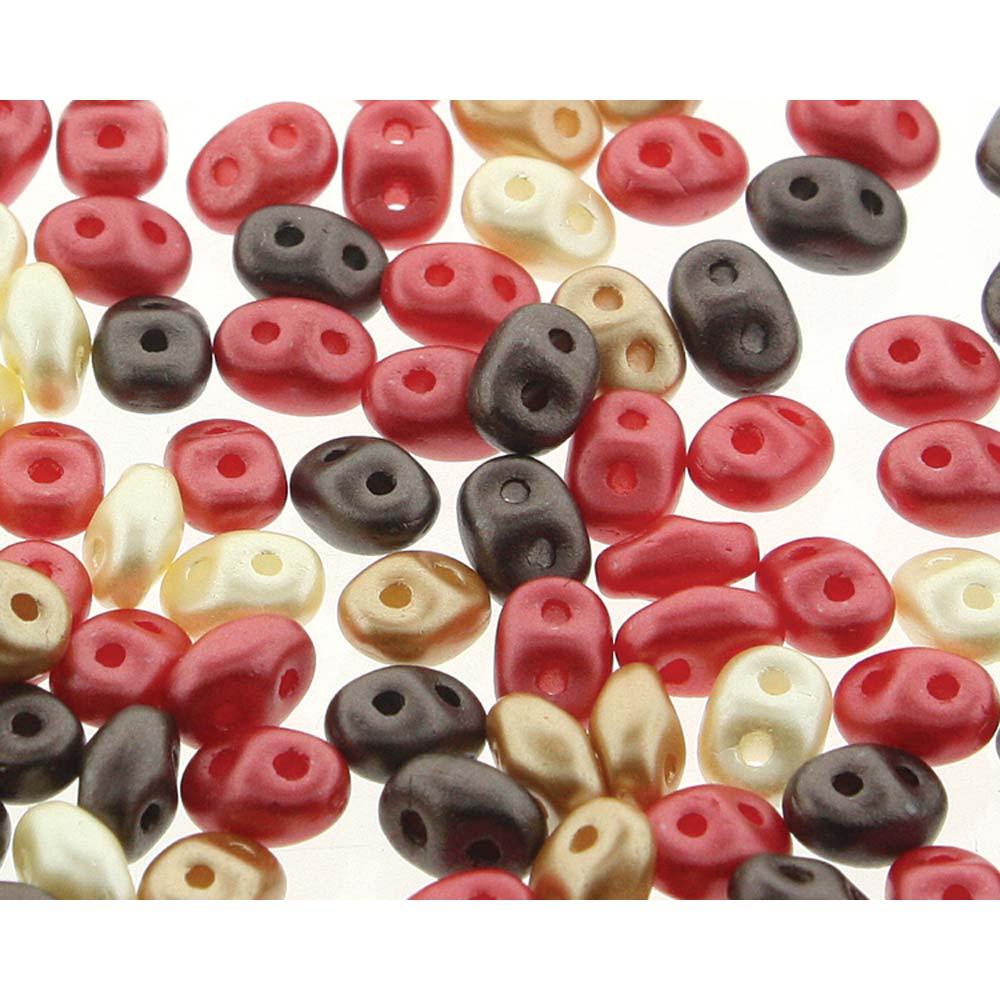 Superduo Matubo Glasperlen 2.5 x 5 mm Farbe 37 Chocolate CVRD Cherries Mix - bead&more