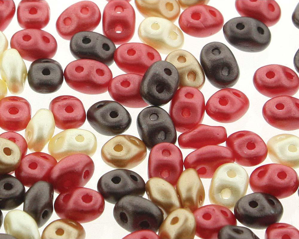 Superduo Matubo Glasperlen 2.5 x 5 mm Farbe 37 Chocolate CVRD Cherries Mix - bead&more
