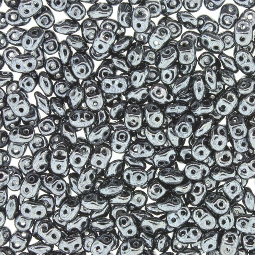 Superduo Matubo Glasperlen 2.5 x 5 mm Farbe 51 Jet Hematite - bead&more