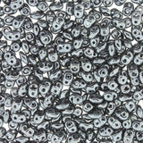 Superduo Matubo Glasperlen 2.5 x 5 mm Farbe 51 Jet Hematite