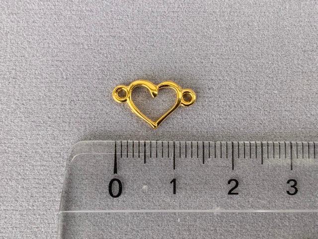 Zwischenteil Metall „Herz" mit Ösen, Farbe gold - bead&more
