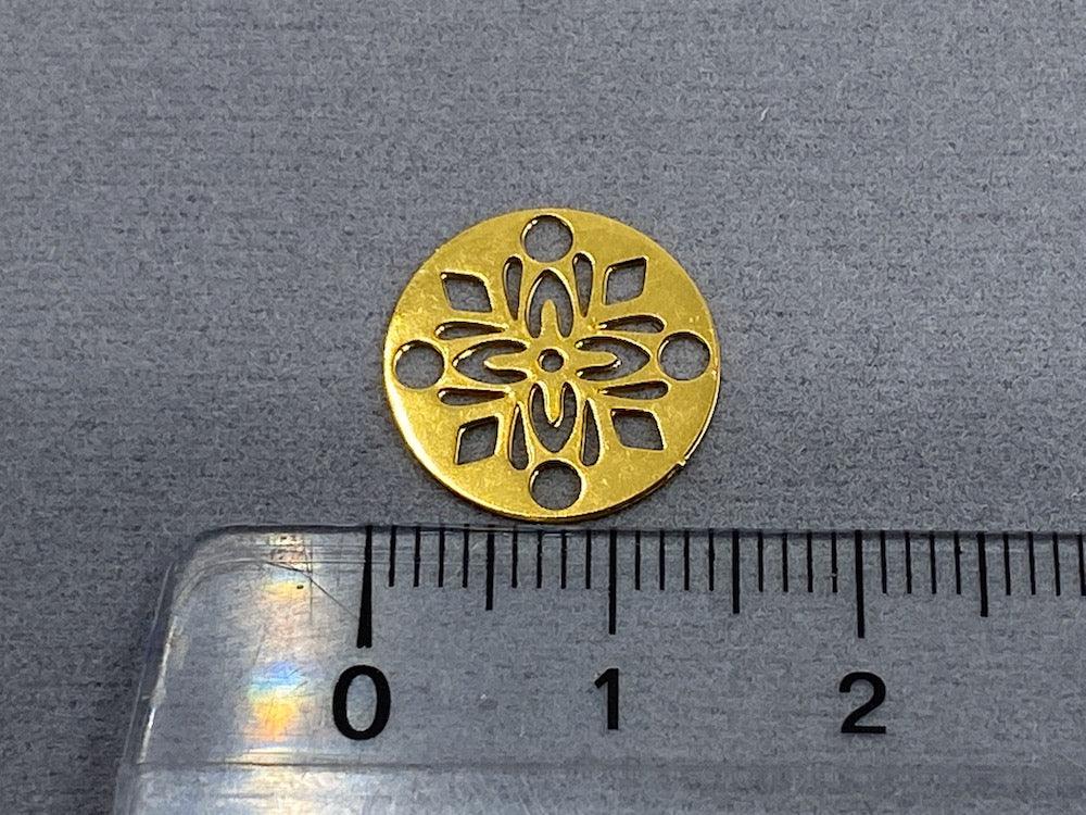 Zwischenteil Metall "Ornament Blume" rund, Farbe gold - bead&more