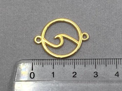 Zwischenteil Metall "Welle" im Kreis, Farbe gold - bead&more