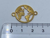 Zwischenteil Metall "World" im Kreis, Farbe gold - bead&more