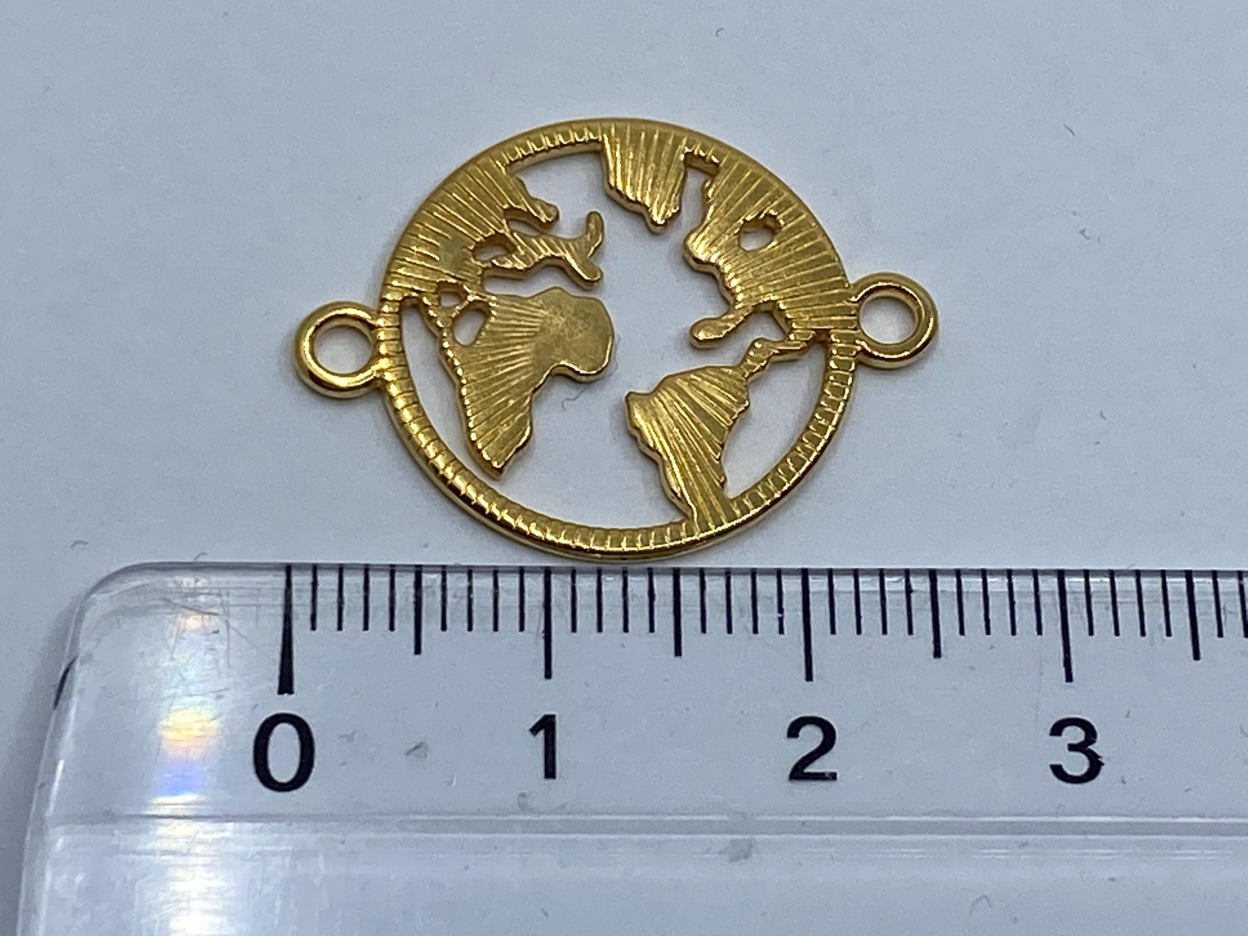 Zwischenteil Metall "World" im Kreis, Farbe gold - bead&more