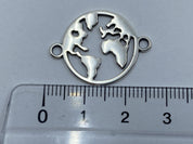 Zwischenteil Metall "World" im Kreis, Farbe silber - bead&more