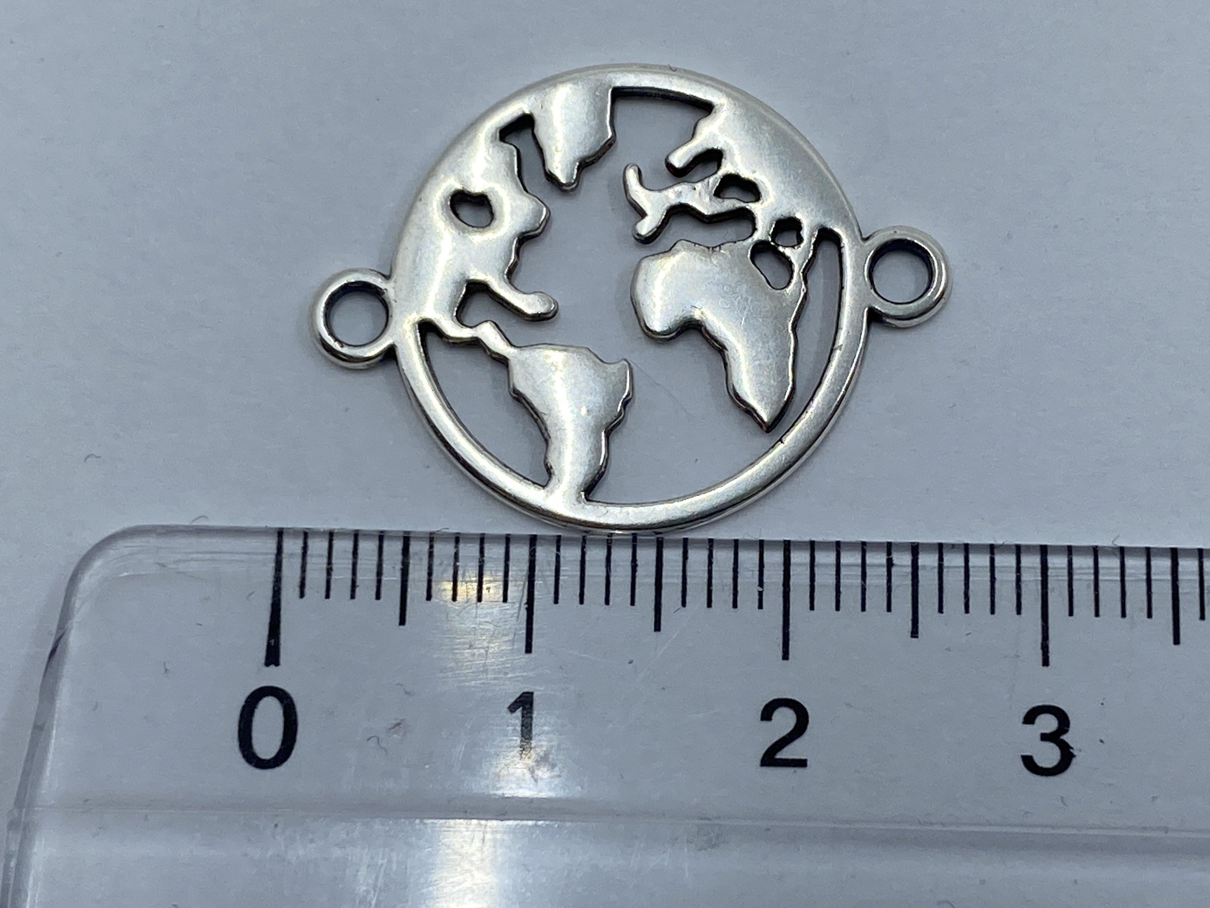 Zwischenteil Metall "World" im Kreis, Farbe silber - bead&more